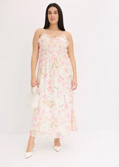 Maxiklänning av mönstrad mesh, bonprix