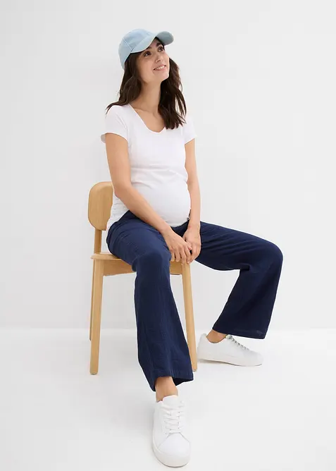 Mammabyxa i ren bomullsmuslin, Loose Fit, bonprix
