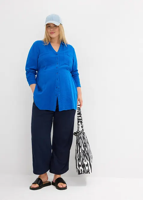 Mammabyxa i ren bomullsmuslin, Loose Fit, bonprix