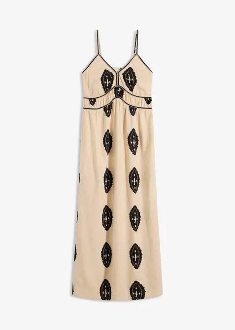 Mönstrad maxiklänning i linnemix, bonprix