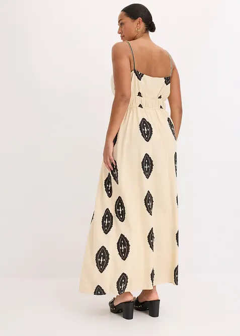 Mönstrad maxiklänning i linnemix, bonprix