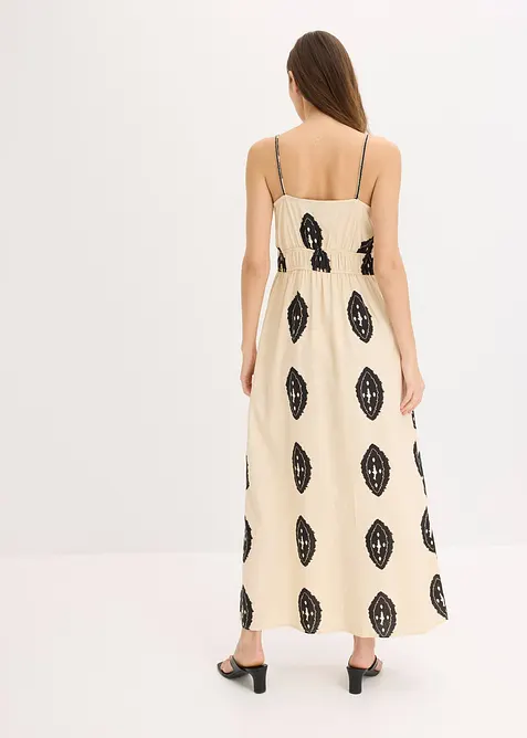 Mönstrad maxiklänning i linnemix, bonprix