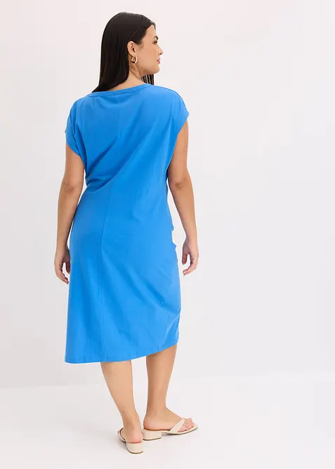 Jerseyklänning med knytdetalj i elastisk bomullsmix, bonprix