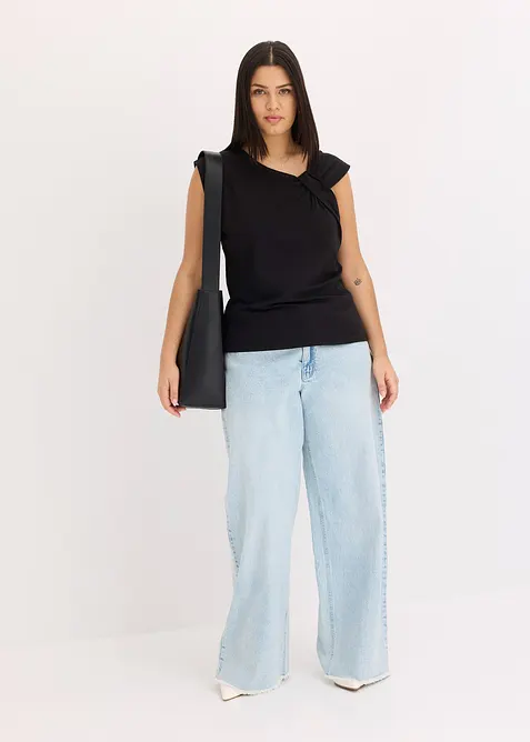 Topp med vriden design i elastisk bomullsmix, bonprix