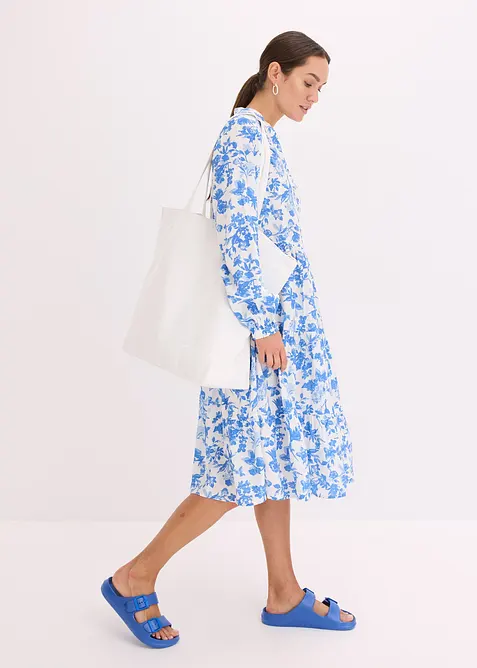 Klänning med farfarskrage i följsam viskos, bonprix