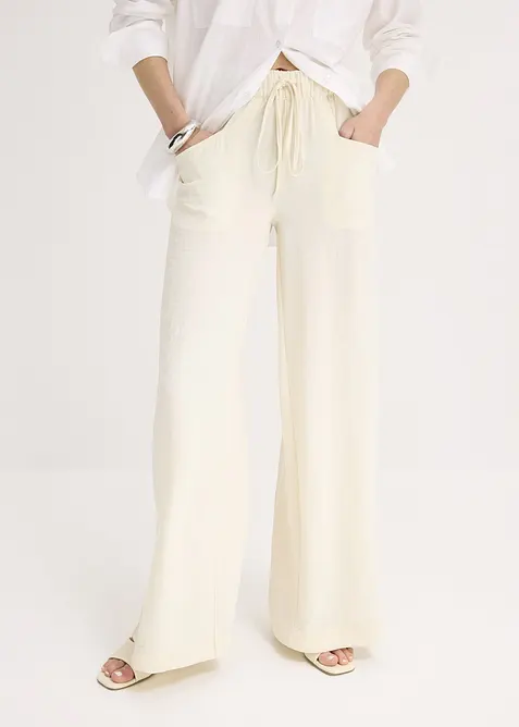 Marlenebyxa i lätt kräppat material, bonprix