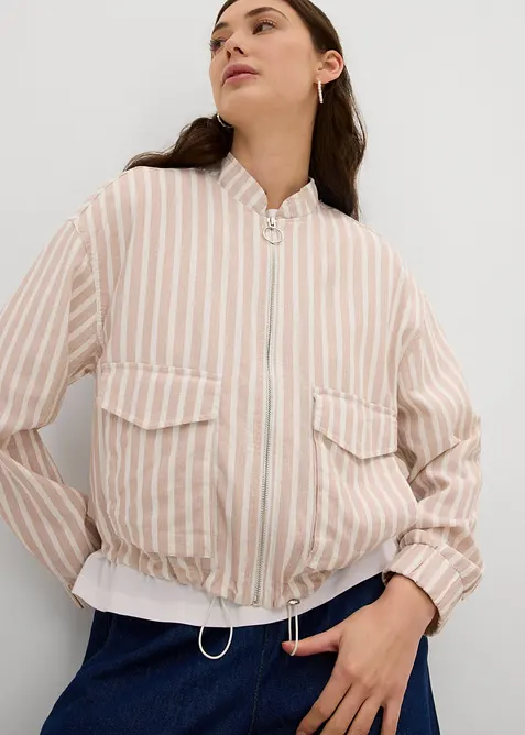 Bomberjacka i linnelook, bonprix