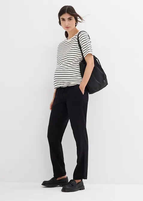 Mammabyxa med linneandel och raka ben, bonprix