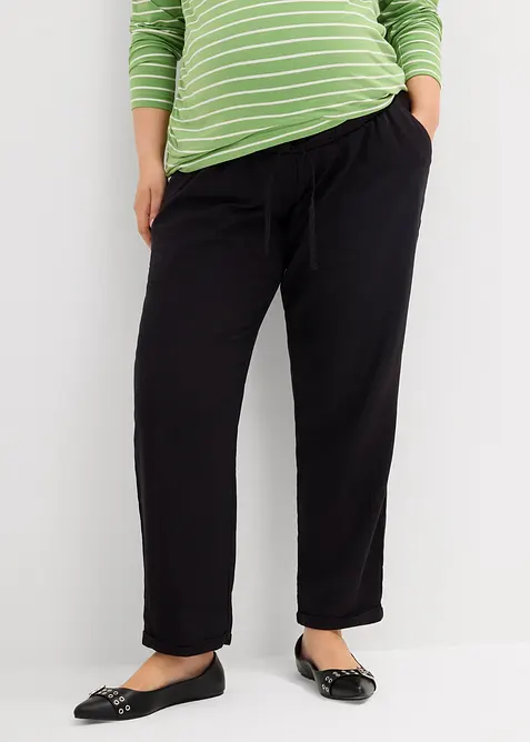 Mammabyxa med linneandel och raka ben, bonprix