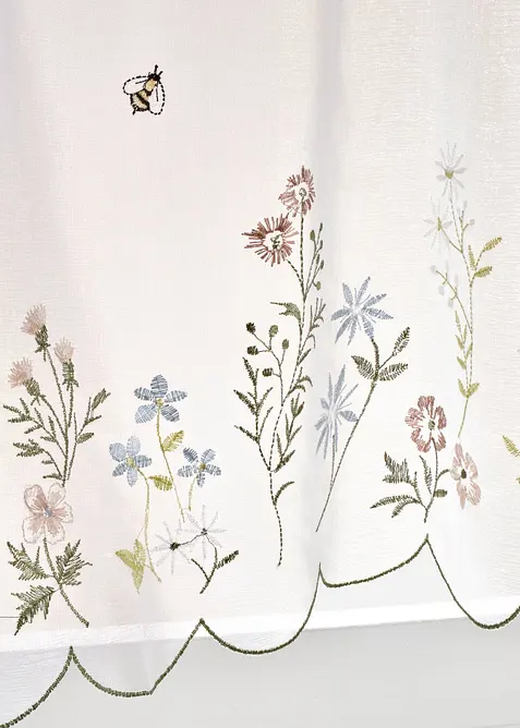 Cafégardin med blombroderi, bonprix