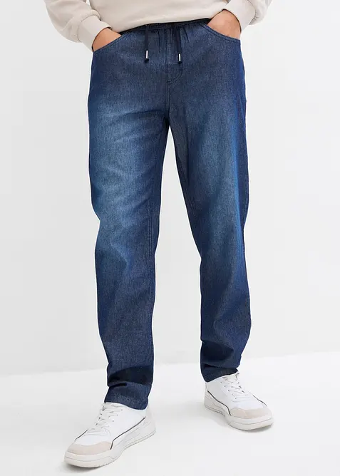 Dra p&aring;-jeans i somrig denim, klassisk passform (2-pack), bonprix