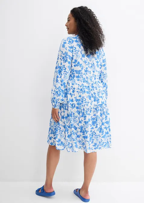 Kl&auml;nning med farfarskrage i f&ouml;ljsam viskos, bonprix