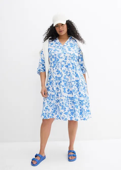 Kl&auml;nning med farfarskrage i f&ouml;ljsam viskos, bonprix