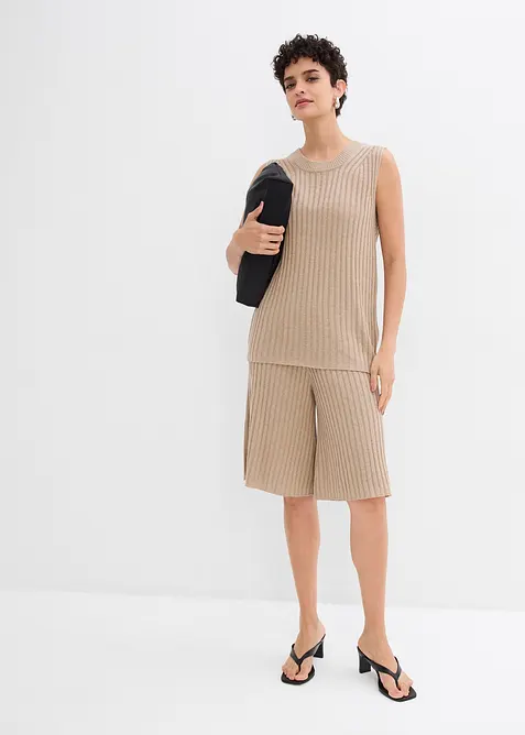 Stickat linne i viskosmix, bonprix