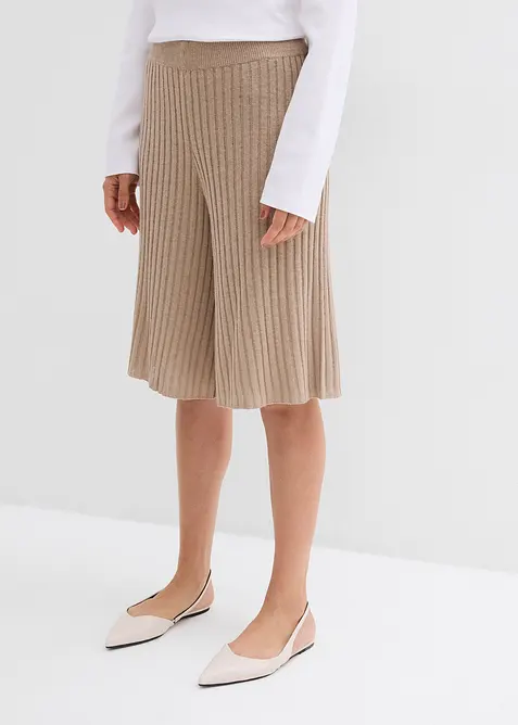 Stickade bermudas med hög midja i viskosmix, bonprix