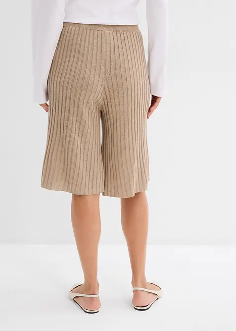 Stickade bermudas med hög midja i viskosmix, bonprix