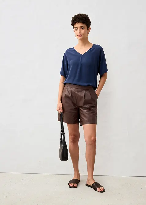 Topp med sidenandel och vävd infällning, bonprix