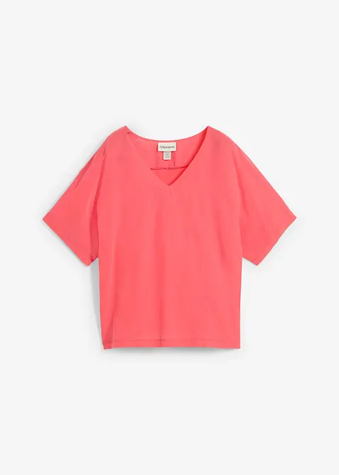 Topp med sidenandel och v&auml;vd inf&auml;llning, bonprix