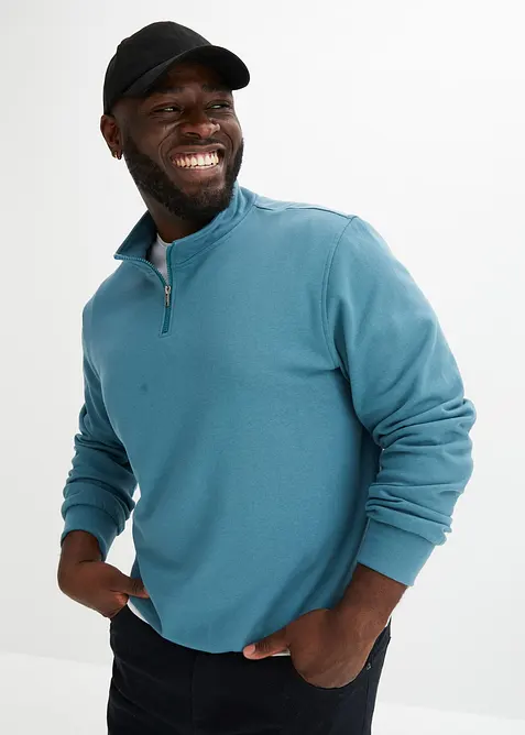 Sweatshirt med krage och kort dragkedja, bonprix