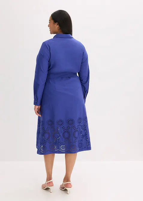 Skjortklänning med hålbroderi, bonprix