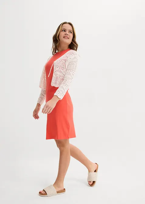 Stickad bolero med broderi och 3/4-&auml;rmar f&ouml;r barn, bonprix