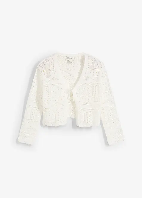 Stickad bolero med broderi och 3/4-&auml;rmar f&ouml;r barn, bonprix