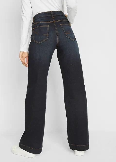 Wide Leg Jeans Mid Waist, med bekväm midja, bonprix