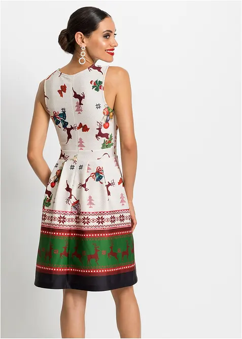 Fodralklänning med julmönster i stadig neopren, bonprix