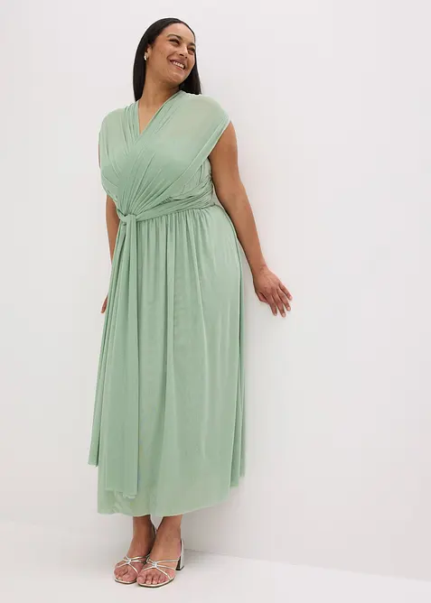 Aftonklänning i mesh som kan bäras på olika sätt, bonprix