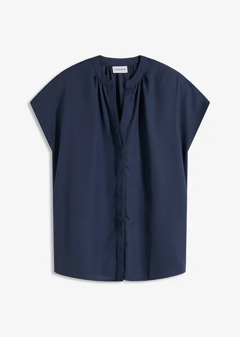 Kortärmad blus med dold knappslå, bonprix