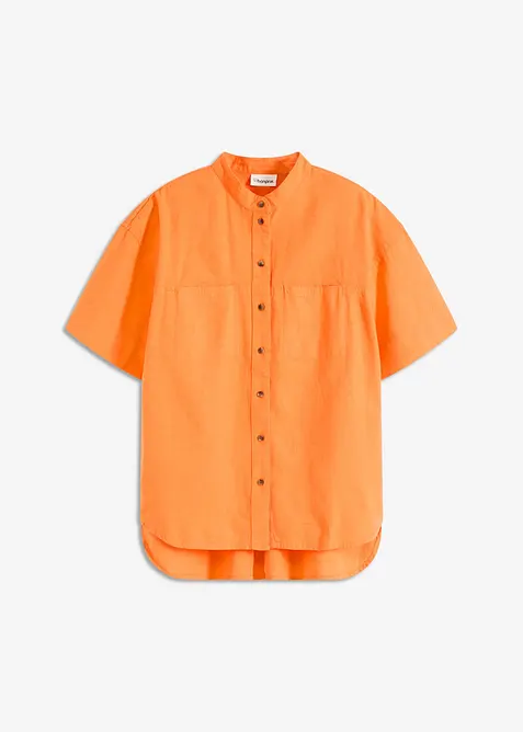 Skjortblus i tunn bomullsmix, bonprix