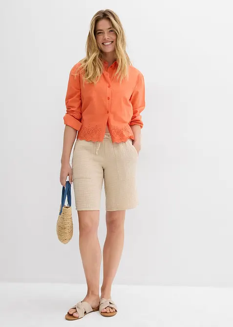 Dra på-shorts av muslin, bonprix