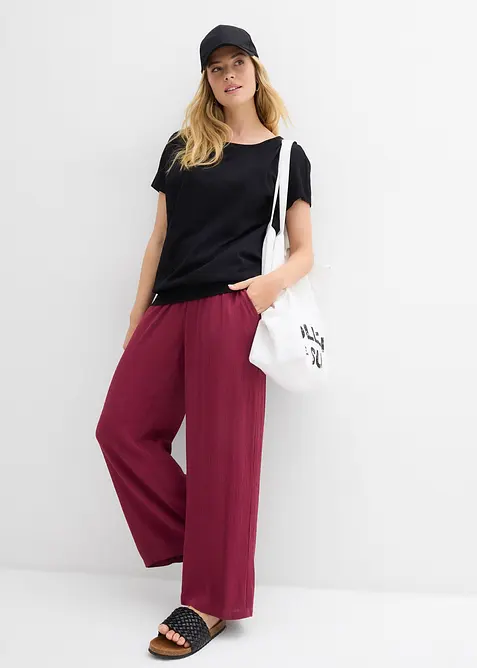 Flammgarnstopp av ekologisk bomull med smockad nederkant, bonprix