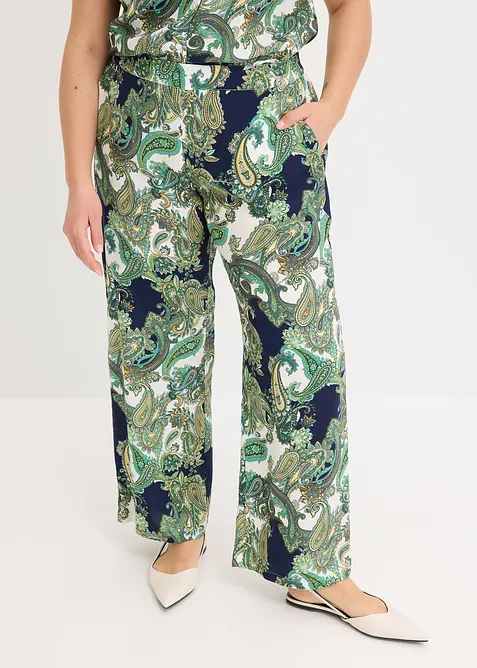 M&ouml;nstrad byxa i f&ouml;ljsam viskos, bonprix