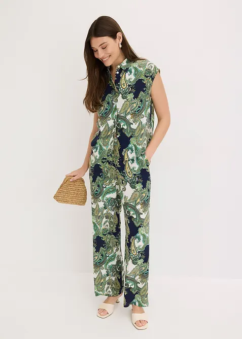 M&ouml;nstrad byxa i f&ouml;ljsam viskos, bonprix