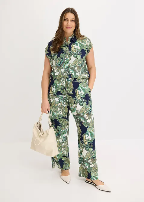 M&ouml;nstrad byxa i f&ouml;ljsam viskos, bonprix