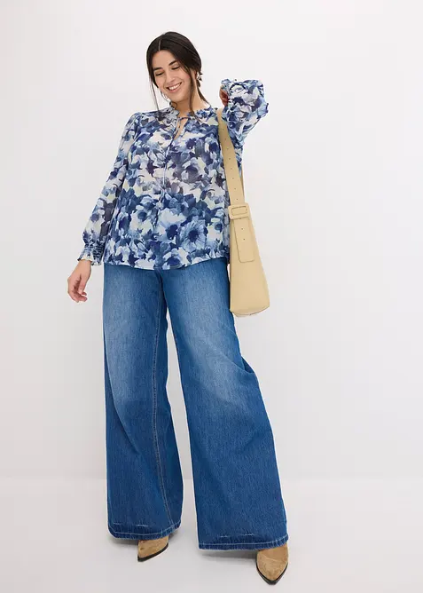 Mönstrad chiffongblus, bonprix