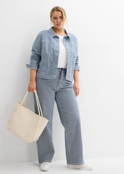 Randig jeansjacka i kort modell, bonprix