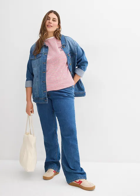 Randig T-shirt med broderi, bonprix