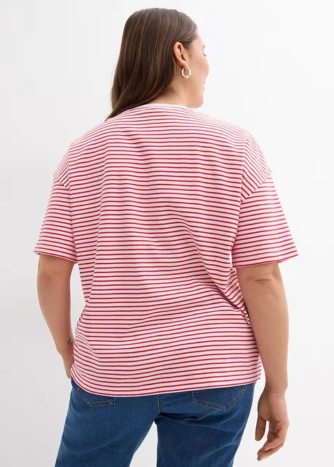 Randig T-shirt med broderi, bonprix