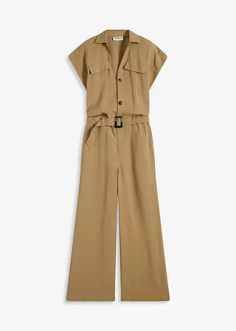 Jumpsuit av viskos med knytskärp, bonprix