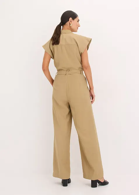 Jumpsuit av viskos med knytskärp, bonprix