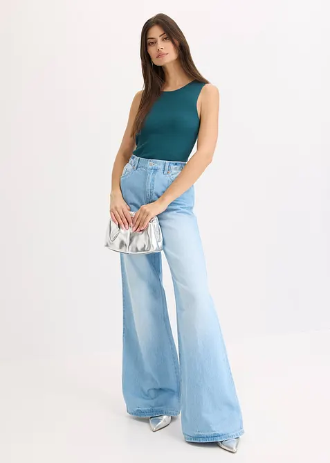 Stickat linne med glittrande band, bonprix