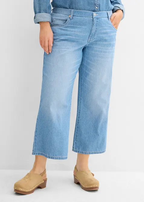 Straight Jeans Mid Waist med bekväm midja, cropped, bonprix