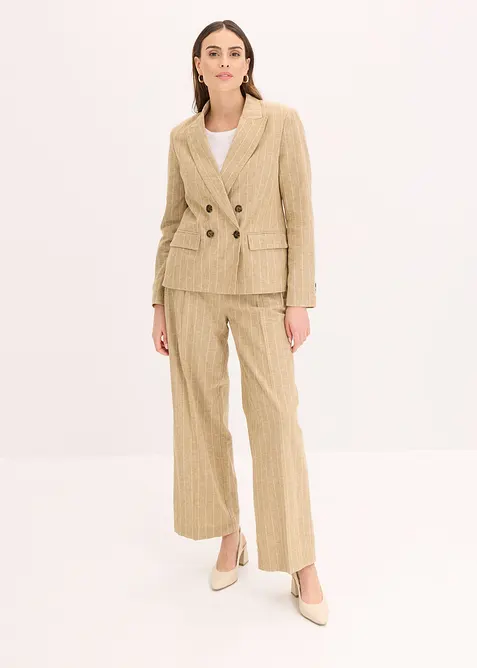 Byxa med gubbveck och lin, bonprix