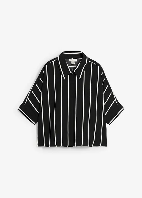 Kortärmad blus i kräppat material med struktur, bonprix