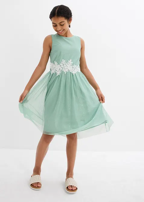 Mellanl&aring;ng kl&auml;nning med spetsbes&auml;ttning f&ouml;r barn, bonprix