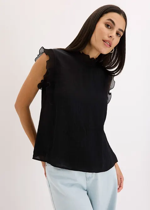 Blus med volanger, bonprix