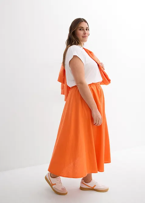 Mellanl&aring;ng kjol i linnemix, bonprix