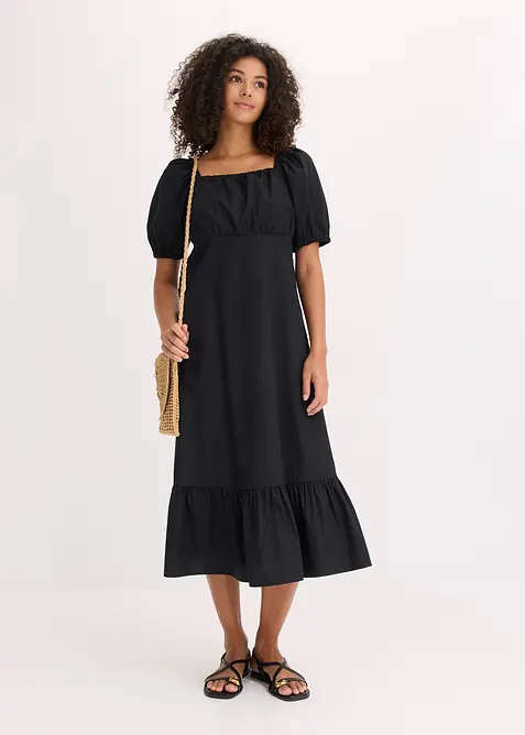 Mellanlång klänning i ekologisk bomull, bonprix